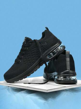 Plus Size Men's Casual Breathable Knit Mesh Cushion Shoes, Versatile Flat Street Style Sneakers, Korean Fashion Comfortable Everyday Wear And Campus Look Walking Shoes