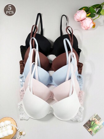 5 st push up-bh:ar för kvinnor, bekväma bygel-bh:ar