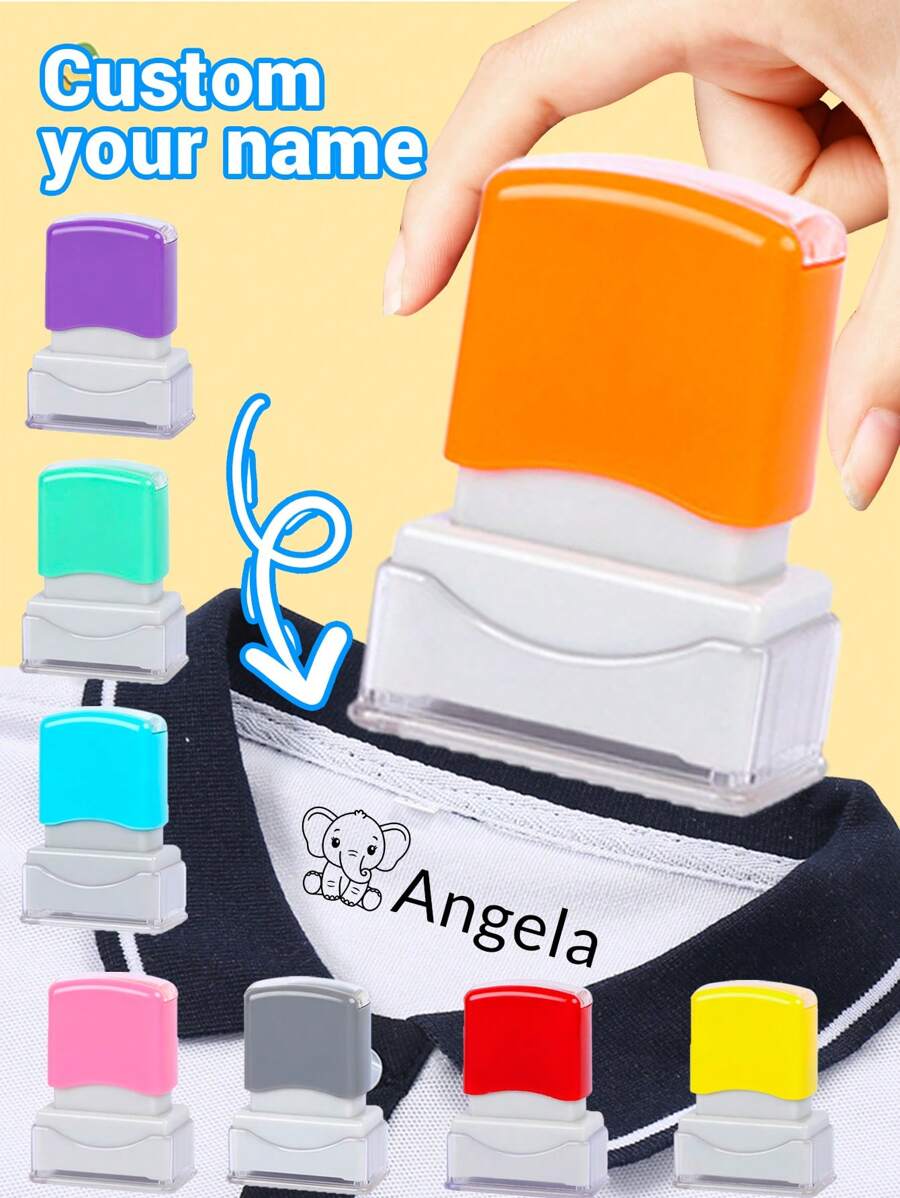 LICVIC 1pc Custom Name Signature Stamp For Kids, Back To School Supplies For Kids,Cartoon Pattern Name Stamps Personalized, DIY Customized Cartoon Self Inking Name Stamp, Stamps For Signing Name, Edit,Back To School Fashion,Christmas Gift ,Travel Organizer