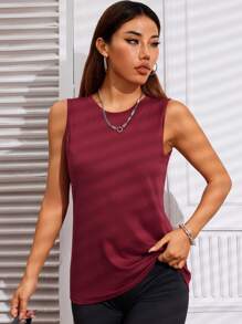 女士宽肩带上衣。适合聚会、运动、户外休闲、城市漫步等多种场合。 - 酒紅色 - 查看 1