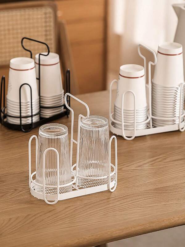 1pc Wrought Iron Desktop Cup Holder, Deluxe Paper Cup Dispenser, Countertop Multipurpose Paper Cup Dispenser - Kitchen Storage & Organization - Space-Saving Water Cup Storage Rack, Coffee Cup Dispenser, And Paper Cup Taker With Sturdy Design And Easy Installation - Universal Fit Utility Rack With Easy Cup Extraction Design For Home & Office Tea Coffee Cup Holder