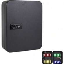 High - Quality Wall - Mounted Key Cabinet - Combination Lock, Outdoor Keysafe For Home & Office (20 Keys, Black) - Black - View 2