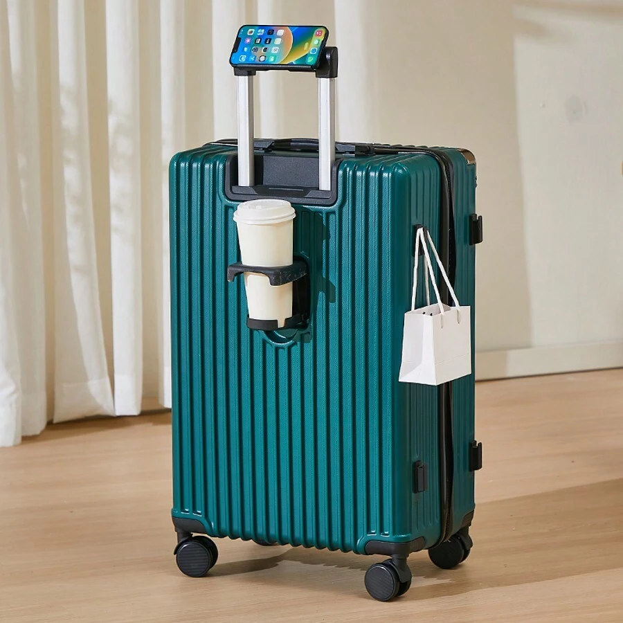 28-Inch Large Capacity Suitcase Trolley Luggage With Lock, Convenient Travel Companion Bag For School School Accessories School Stuff - Dark Green - View 1