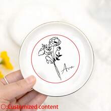1 Stück Personalisierte Geburtsblume Schmuckschale, Benutzerdefinierte Geburtsblume Schmuckablage, Keramik Schmuckschale, Schmuck, Schale für Frauen, Brautjungferngeschenke, Geburtstagsgeschenke für Frauen, Weihnachtsgeschenke für Frauen