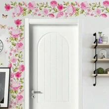 清新粉色花朵装饰墙贴，可移除，适用于酒店、民宿、办公室、商场、卧室、浴室、厨房 房间装饰 家居装饰 墙壁装饰 浴室装饰 卧室装饰 房间装饰用品 客厅装饰 家居装饰 客厅墙纸贴纸 个性贴纸 - 彩色 - 查看 3