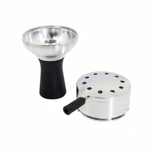 1pcs Arab Shisha Hookah Metal Bowl Set Charcoal Holder With Cover Heat Heat Management System Chicha For Smoking Accessories, Birthday Gift