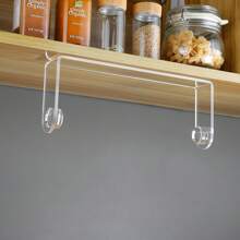 1pc Self-Adhesive Kitchen Paper Towel Holder, Wall-Mounted Paper Towel Rack, Easy To Install, Space-Saving Design - Transparent - View 3