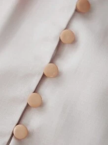 Women's Maternity Dress Loose Fit Contrast Color Button Design 3/4 Sleeve Crew Neck Dress For Summer Spring - 白色 - 查看 6