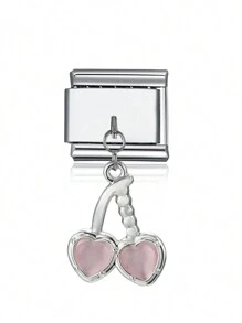 1pc 2025 Valentine's Day Premium 9mm Wide 1-Heart Cross & Number Alphabet DIY Italian Drip Oil Charming Couple Bracelet Stainless Steel Jewelry Making Accessory - Multicolor - View 7