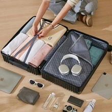 28-Inch Large Capacity Suitcase Trolley Luggage With Lock, Convenient Travel Companion Bag For School School Accessories School Stuff - Dark Green - View 6