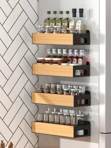 1/2 piezas Estante lateral para refrigerador, estante de almacenamiento de suministros de cocina, estante lateral sin agujero para microondas y horno, accesorios de cocina - Multicolor - Ver 1