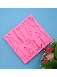 1 件迷你金属工具系列液体硅胶模具，扳手螺丝刀钻锯硅胶模具，装饰硅胶模具 - 粉色 - 查看 4