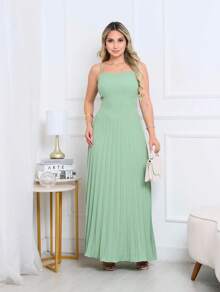 Straight Pleated Dress - 綠色 - 查看 3