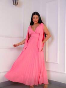 Long Pleated Party Dress - Rosa - Ver 1