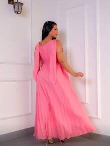 Long Pleated Party Dress - Rosa - Ver 3