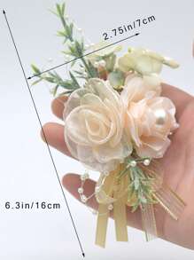 1PC męska butonierka butonierka ze szpilką złote liście wstążki sztuczne perły butonierka szpilka do garnituru ślub pan młody drużba broszka róża butonierka na ślub powrót do domu prom garnitur wystrój - Wielokolorowe - Zobacz 10