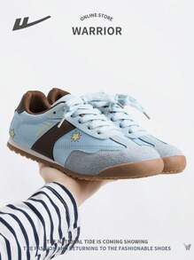 WARRIOR 1 Paar vielseitige Retro Schnürsenkel rutschfeste bequeme leichte Segeltuch Sneaker für Damen, sportlich Outdoor Niedrig-Top Patchwork Trainer, Ganzjahres-Tragbarkeit