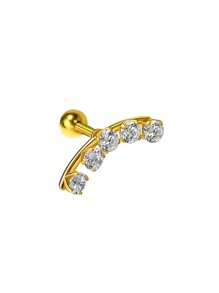 1PC Stainless Steel Crystal CZ Cartilage Helix Ear Piercing Tragus Lobe Curved Zirconia Stud Earrings Wedding Party Accessories Body Jewelry