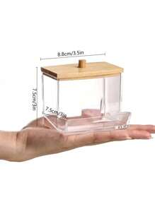 1 Hộp Đựng Qtip Acrylic Có Nắp Tre/Nắp Trong Suốt Một Kích Thước, Hộp Đựng Tăm Bông Nhỏ Trong Suốt, Hộp Đựng Tăm Bông Tai Bằng Nhựa, Hộp Đựng Tăm, Hộp Đựng Trang Trí Mặt Bàn Phòng Tắm - Trong sáng - Xem 10