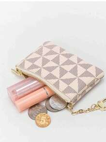 1 pieza Billetera unisex de estilo profesional con cierre de cremallera a cuadros, de gran capacidad y multifuncional, apta para hombres y mujeres, puede contener cosméticos, lápices labiales, tarjetas bancarias, monedas, billetes, llaves, para uso empresarial, casual, de viaje, citas, aniversario, uso diario, estuche portátil para llaves, estilo bohemio