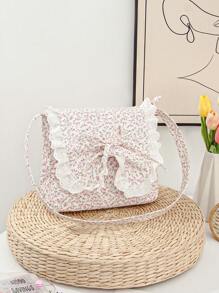 1 Piece Ditsy Floral Crossbody Shoulder Bag Minimalist Versatile Crossbody Bag Cute Shoulder Bag Quilted Shoulder Handbag Top Fla Square Bag Quilted Crossbody Purse Suitable For Women's Daily Use Such As Dating, Travel, Work, Leisure Vacation, Etc Square Flap Handbags For Teen Girls Women College Students,Rookies & White-Collar Workers Perfect For Office,College,Work ,Business,Commute,Outdoors, Travel, Outings - Pink - View 6