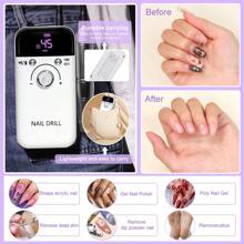 45000RPM Portable Nail Drill Machine, Professional Rechargeable Electric Efile Nail Drill For Acrylic Nails, Manicure/Pedicure, Polishing, Cuticle - Salon Or Home Use, Nail Drill Kits,Perfect New Year Valentine's DayGift For Ladies