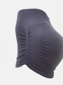 YESOBD 3 Pcs Women Workout Gym Impact Shorts Hidden Scrunch Butt Lifting Seamless Shorts,Omens Workout Seamless Scrunch Butt Lifting Shorts High Waisted Tummy Control Gym Yoga Shorts - 3 Pack-bLK-gRY-cOF - View 4