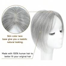 Human Hair Toppers For Women, 10 Inch Clip In Bangs 100% Human Hair Toppersfor Thinning Hair, 360° 3D Cover HairTopper Hair Extensions Hair Pieces With180% Density - Grey - View 5