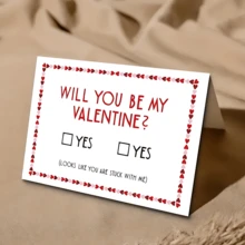 1Pc Charming "Will You Be My Valentine?" Greeting Card - Perfect For Anniversaries And Special Occasions, Unique Love Note In Heart Shape Design, Anniversary Card - Multicolor - View 1