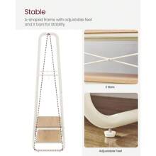 VASAGLE Clothes Rail Clothes Rack With 2 Shelves 6 S-Shaped Hooks Steel Frame For Bedroom Oak And Cream White RGR112W09 - OakandCreamWhite1 - View 6