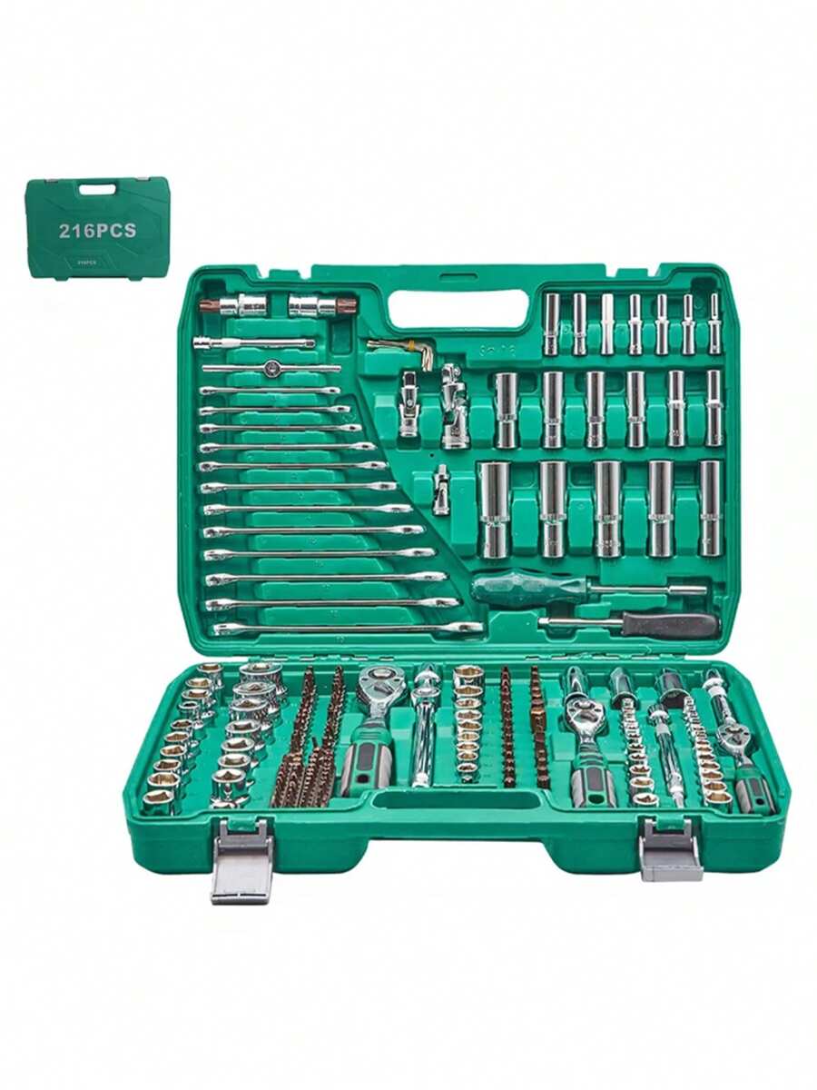 Juego De Herramientas Mecánicas Reparación De Automóviles216 piezas Verde - Verde - Ver 1