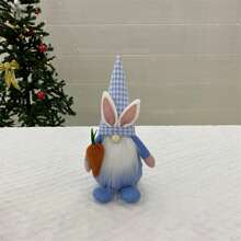 Gnomo de conejito de Pascua, decoración de zanahoria, muñeco escandinavo sin rostro Nisse, adorno de mesa para el hogar - Azul - Ver 2