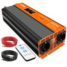 FT feiteeng Inversor de energía de 3000 W de potencia, de 12V a 220V/230V, para automóvil, con puerto USB y pantalla LCD, para suministro de energía de emergencia en automóviles y actividades al aire libre - Gris - Ver 12
