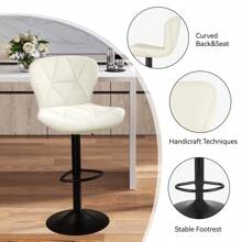 Nalupatio Bar Stools Set Of 2, Modern Upholstered Swivel Bar Stools, Adjustable Counter Height With Backrest And Footrest, Counter Height Bar Stools For Bars, Kitchens, Restaurants - trắng - Xem 5
