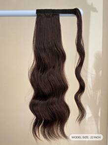 Extensiones de cabello sintético resistente al calor con clip, ondulado marrón y dorado, de 22 a 24 pulgadas de largo, para hacer una cola de caballo larga y rizada para mujeres - Marrón - Ver 6