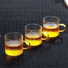 12/6/4/2 Pcs Set 120ml Hammered Glass Cups, High Quality Glass Cups, Tea Cups, Cold & Hot Drink Cups, Suitable For Tea, Coffee, Home, Office, Cafe