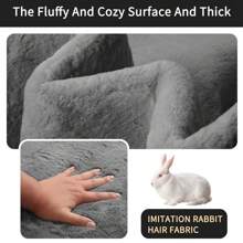 Treeboy Plush Rugs Living Room - Grey Area Rugs For Bedroom Faux Rabbit Fur Rug Large Rug, Anti Slip Rug Large Floor Carpet Short Pile Area Rug For Living Room, Bedroom - Dark Grey - View 3