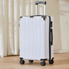 28 Inch Large Capacity Luggage Suitcase With Password, Rolling Travel Trolley Case, For Convenient Travel Bag For School School Accessories School Stuff - White - View 2