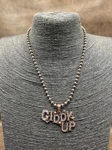 1 件时尚复古西式串珠宝石吊坠项链，适合女士和女孩搭配日常服装、派对配饰、珠宝，是送给家人、朋友或自己的完美礼物 - 西部牛仔風格 - 查看 12