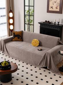 1 pièce Housse de canapé à chevrons rétro, en tissu de chenille en polyester résistant aux animaux de compagnie, lavable en machine, convient aux fauteuils et canapés d'angle, housse de canapé multifonctionnelle, adaptée à la décoration du salon et de la chambre à coucher - Marron - Voir 6