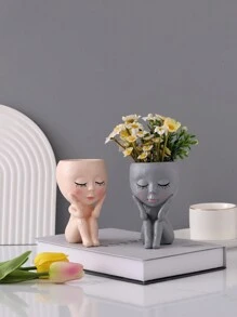 1pc Polyresin Plant Pot, Nordic Figure Design Flower Pot For Home Decor