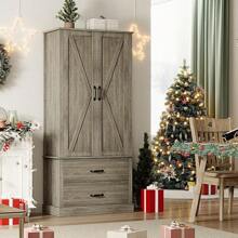 IDEALHOUSE Kitchen Pantry Cabinet With Doors And Shelves, Freestanding Tall Kitchen Cabinet With Microwave Stand, Hutch Cabinet For Kitchen, Living Room, Bathroom, White - 灰色 - 查看 1