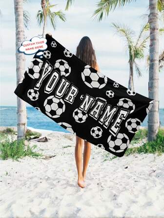Asciugamano da spiaggia personalizzato con stampa di calcio - Asciugamano da bagno in microfibra di alta qualità, grande, adatto per nuoto, campeggio e viaggi - Accessorio essenziale per l estate, adatto come regalo per la festa della mamma, decorazione bagno, accessorio da spiaggia