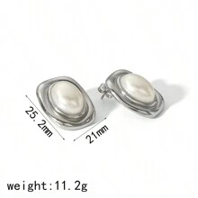 VKHK 1 Paar 18K vergoldete Edelstahl Ohrringe mit Natursteinen und Kunstperlen, geeignet für Damen Alltag und Hochzeit, Geschenk