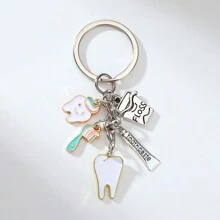 1pc Zinc Alloy Toothbrush & Toothpaste Keychain, Dental Assistant Gift, Dental Care Keyring, Tooth Protection Small Gift Car Accessories Bag Charm School Cartoon Cute Goth Y2k - Multicolor - View 14