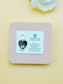 1pc Handmade Mini Alloy Dripping Oil Heart Evil Eye Keychain, Charm Lucky Keyring - Multicolor - View 13