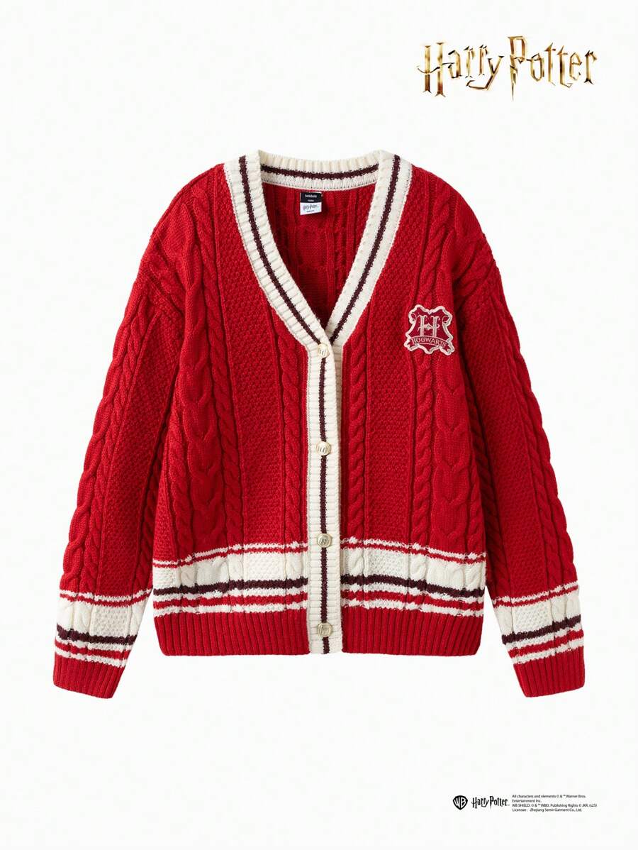 Balabala Young Girl Tween Girls' Knit Cardigan, Sweet Spring Long Sleeve Red Cardigans - Red - View 1