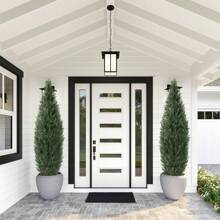 2 Piezas Árboles Artificiales Decorativos de Enebro de 3/5 pies, Árboles Artificiales de Boj, Arbustos Falsos con Protección UV para Exterior, Árboles Falsos de Ciprés Realistas Perennes para Decoración del Hogar y Porche, Marca Danolapsi - 2 piezas 5 pies - Ver 4