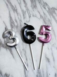 Metallic Colored Number Candles, Home & Office Decor, - Silver - View 4