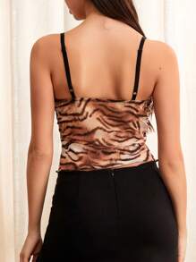 Women's Summer Tiger Stripe Print Slim Fit Crop Tank Tops  Soft Top For Party  Date - 黃色 - 查看 5